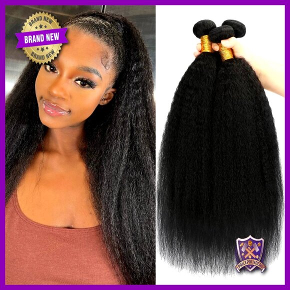 Kinky Straight Human Hair Bundles 100% Brazilian Virgin Hair 3 Bundles